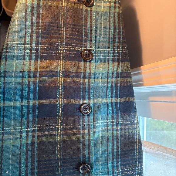NWOT JJill Teal Plaid Mini Skirt - Picture 4 of 9